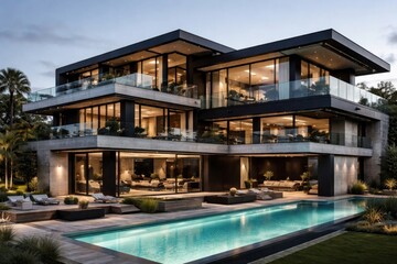 Fototapeta premium Upscale Urban Mansion with Concrete Facade