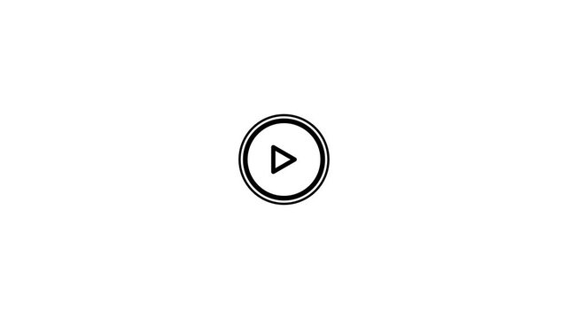 Minimalist white video play button icon on a white background