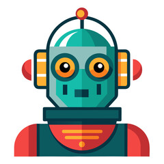 Naklejka premium A cartoon robot with a green head and orange eyes