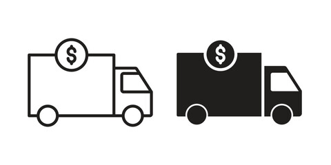 Fototapeta premium Shipping charges icons. Vector graphic. Editable vector stroke. EPS 10.