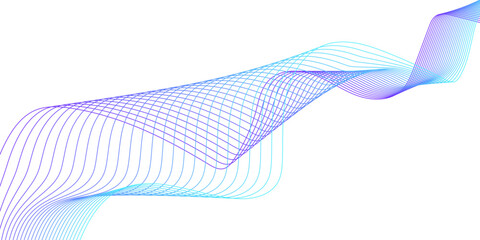 Fototapeta premium Abstract soft wave lines dynamic flowing purple and blue isolated background. Simple white background with purple and blue wave lines. Digital frequency track equalizer. 