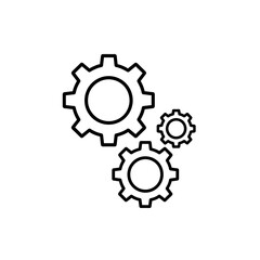 Fototapeta premium Simple outline gear cog wheel icons, mechanical system process or settings concept on white background