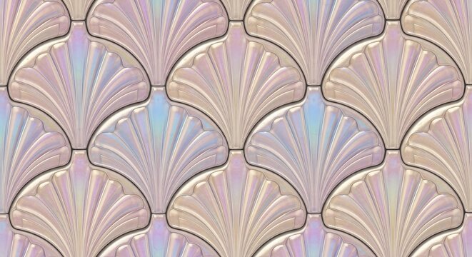 Seamless scallop ceramic tiles in shades of beige pink and blue background wallpaper poster banner download 2026 2027