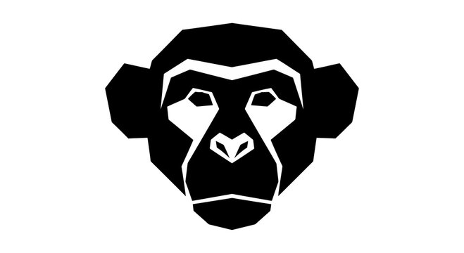 Minimalist geometric monkey head icon