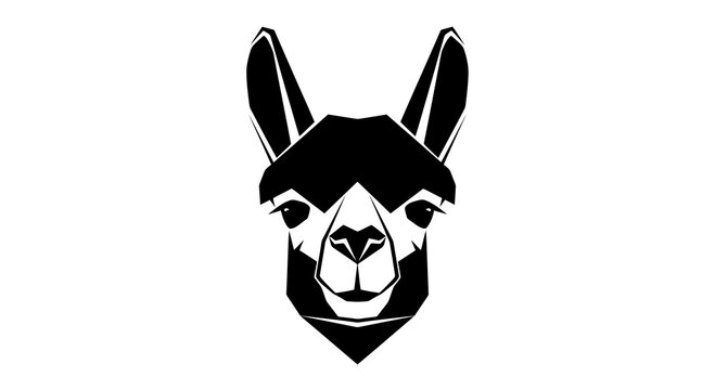 Minimalist geometric llama head illustration