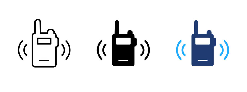 Walkie talkie icon. Portable radio communication symbol. Emergency, alert and safety sign. Wireless transmitter and receiver concept representing walkie-talkie, signal and guard.