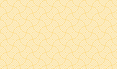Yellow Concentric Circles Seamless Pattern, Retro Geometric Optical Illusion Background  © Lienjo