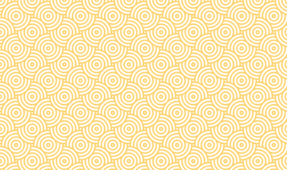 Yellow Concentric Circles Seamless Pattern, Retro Geometric Optical Illusion Background  © Lienjo