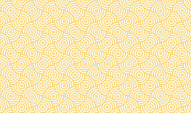 Yellow Concentric Circles Seamless Pattern, Retro Geometric Optical Illusion Background 