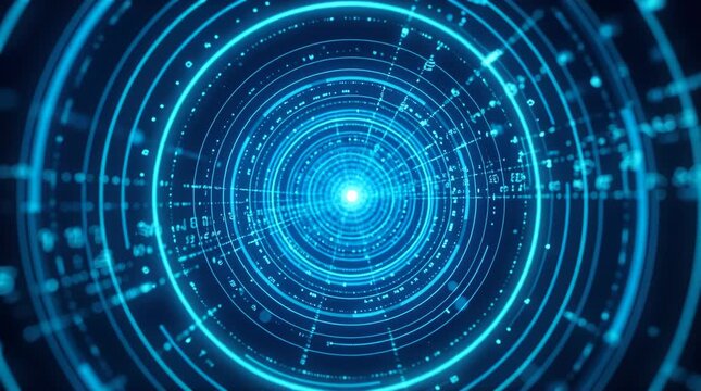 Futuristic digital interface with glowing circular data displays