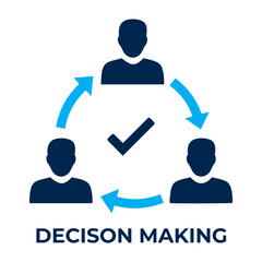 Collaborative Team Decision Making Icon with Human Silhouettes and Process Arrows © MD. ABDUR RAHMAN