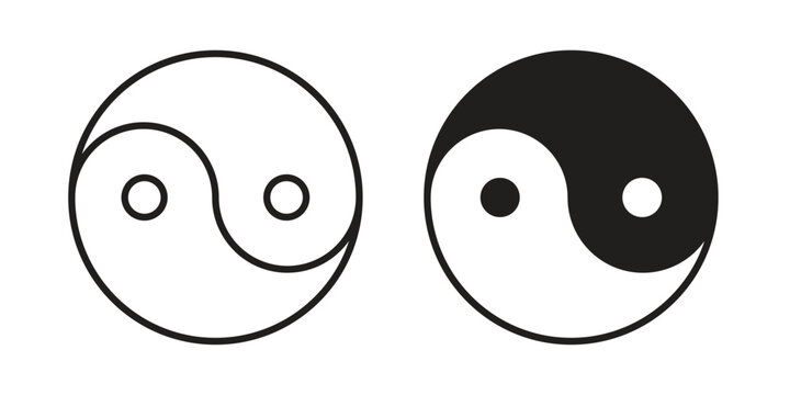 Yin yang icons. Vector graphic. Editable vector stroke. EPS 10.