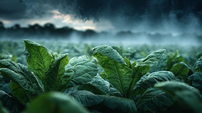 A beautiful agricultural field of lush green plants captured in high resolution