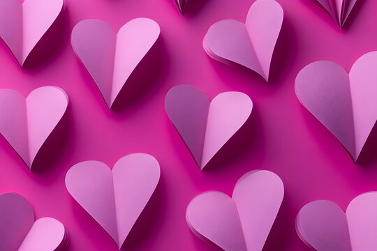 Seamless Background of fuchsia Paper Hearts