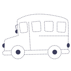 Dotted line school bus for kids activity isolated on transparent background © Anna