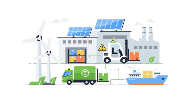 Sustainable Supply Chain & Green Logistics: Eco-Friendly Transportation, Warehouse Management with Renewable Energy