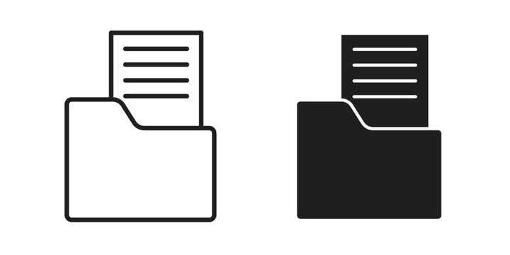 File folder icons for web and mobile UI design. Glyph vector with editable stroke