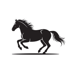 Obraz premium Galloping Wild Horse Silhouette Vector Illustration