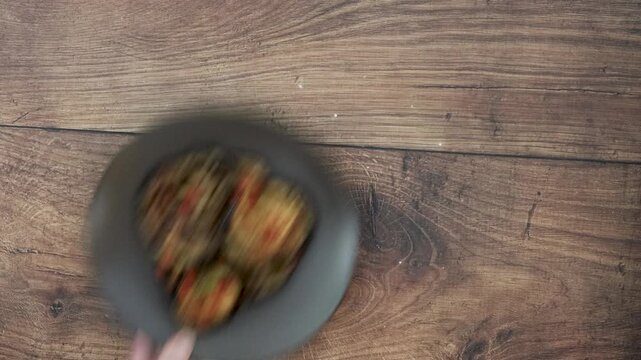 Serving a Plate of Grilled Eggplant