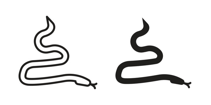 Snake icons for web and mobile UI design. Glyph vector with editable stroke