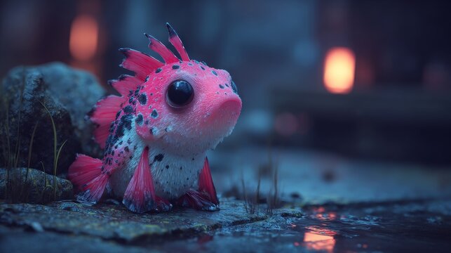 A large, pale fish with a sad expression lies on the ocean floor in dim light