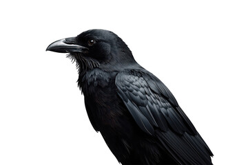 Naklejka premium Black raven showing intelligence and mystery, with dark feathers and sharp beak, on a transparent background