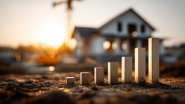 Construction growth insights residential site infographic urban environment close-up view economic development