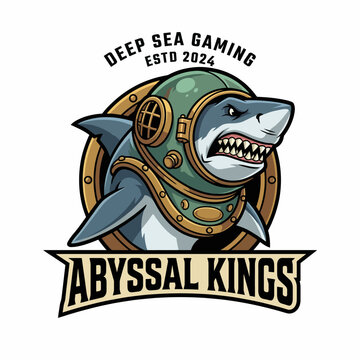 An eye-catching logo for gaming featuring a fierce shark wearing a space helmet, symbolizing strength and adventure in the world of online gaming and esports.
