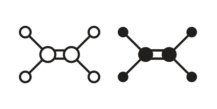 Ethylene molecule icons symbol. Simple, flat design for web or mobile app