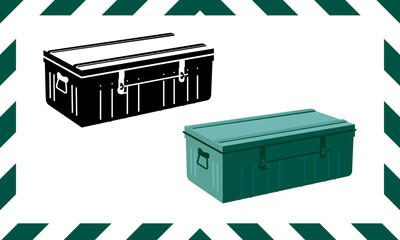 Metal storage trunks equipment cases flat design icons © McGandjin
