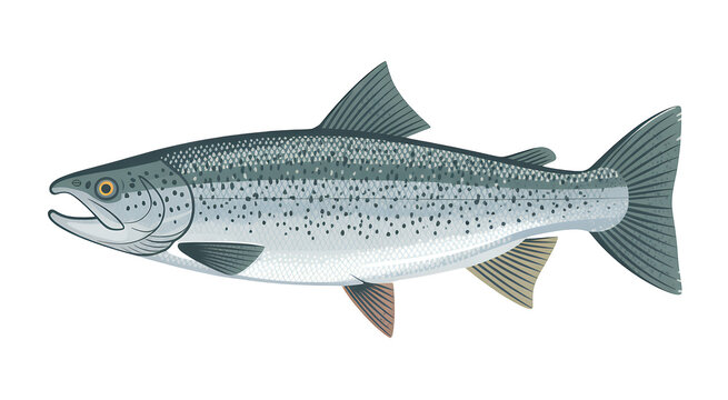 Silver fish with black spots isolated seafood isolated on a transparent background