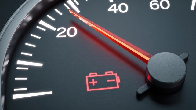 Close-up of car dashboard warning light for battery charging system