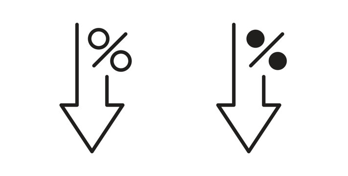 Percent down icons symbol. Simple, flat design for web or mobile app