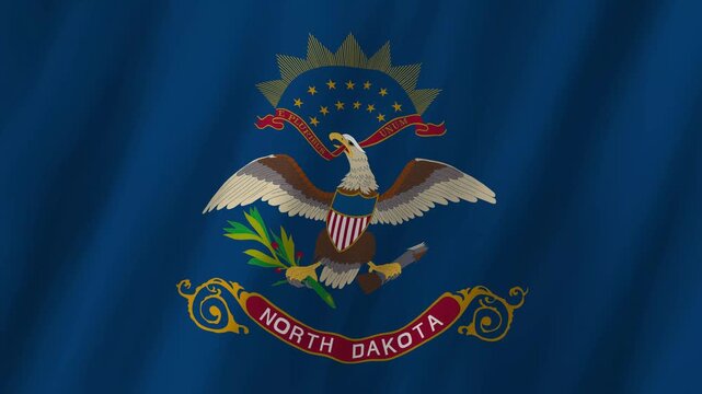 North Dakota State Flag Waving, Flickertail State 4K Animation