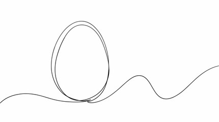 Obraz premium Minimalist single line drawing of an egg rolling on a wavy path symbolizing Easter celebration and new beginnings