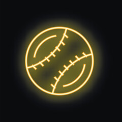 Obraz premium Neon baseball ball glowing on black background, concept for sports bar, team spirit, championship