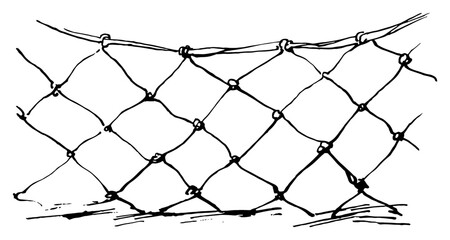 Close up view of wire mesh fence or netting texture minimalist line sketch © Celestynka