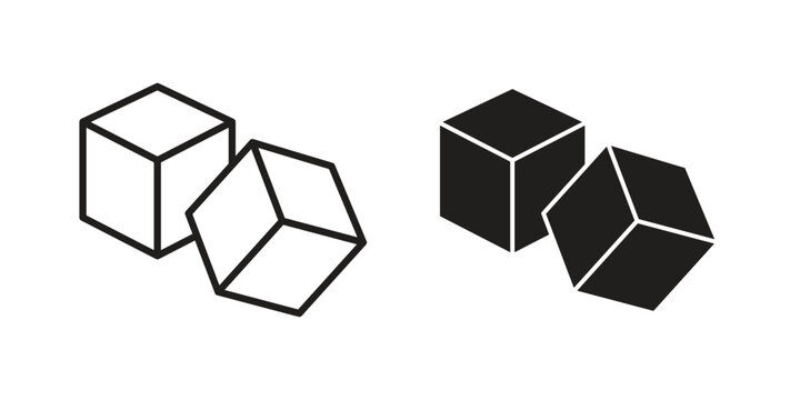 Sugar icons line and solid version, outline and filled vector design set