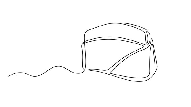 Minimalist single line drawing of a kufi cap, a traditional skullcap worn by men in many Muslim communities, symbolizing faith and culture.