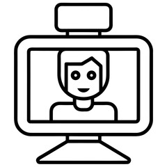 Naklejka premium Person on video call with cheerful expression in a digital environment