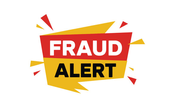 Fraud alert banner with red and yellow colors warning of potential scams