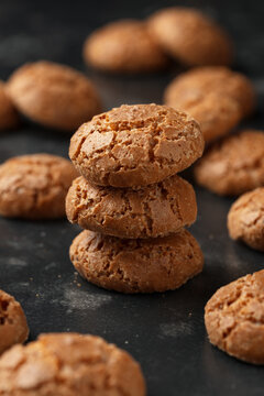 Amaretti biscuits, a traditional Italian sweet and crunchy almond cookies