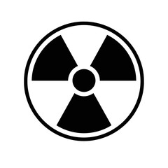 Fototapeta premium Black and white iconic radiation symbol, a universal warning sign for radioactive materials and areas, indicating potential danger, nuclear energy, hazardous waste, and atomic safety awareness for pub