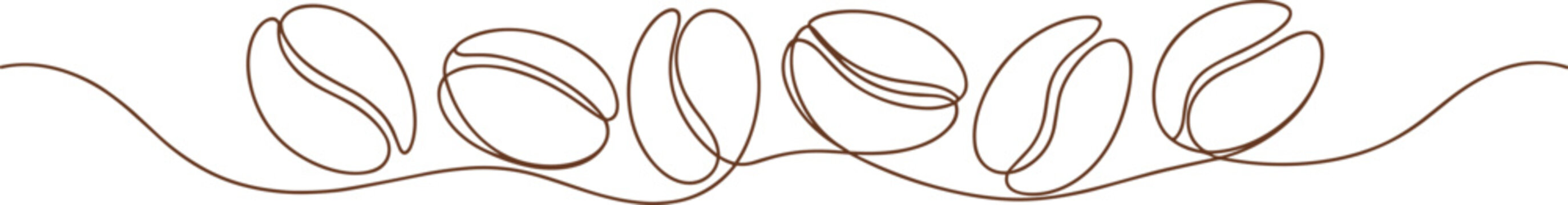 Brown coffee beans on a string line minimalist illustration