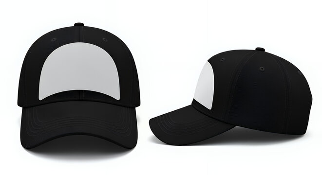 Baseball cap black with shadow templates front views isolated on white background mock up front and side view hat mockup mockup cap hat template fashion clothing baseball front sport isolated blank