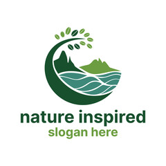 Fototapeta premium nature inspired logo design silhouette vector line art logo design 