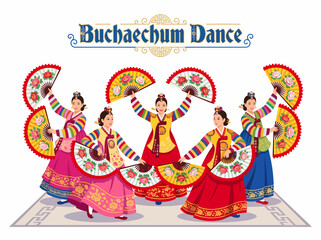 Obraz premium Korean Buchaechum Fan Dance Performance