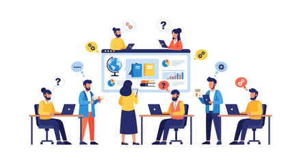 Fototapeta premium Digital Learning & Training. Team Collaboration, Skill Development, and Online Education Platform Interface.