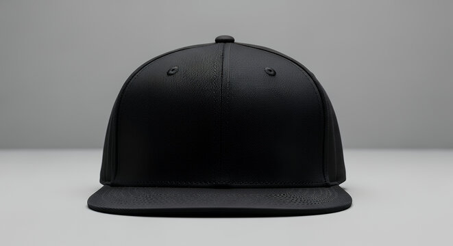 Black snapback cap mockup on a grey background front view hat mockup mockup cap hat template fashion clothing baseball front sport isolated blank