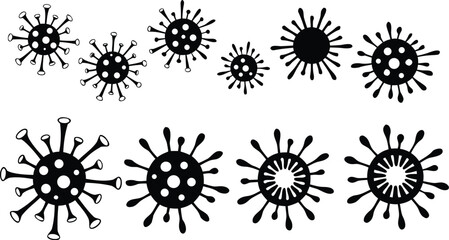 Obraz premium Black virus particles on white background